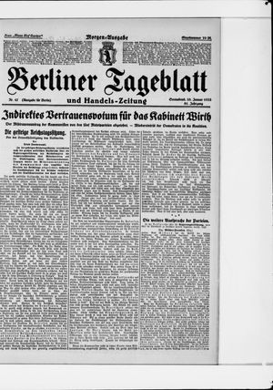 Berliner Tageblatt und Handels-Zeitung vom 28.01.1922