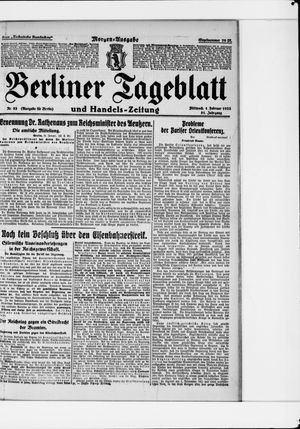 Berliner Tageblatt und Handels-Zeitung vom 01.02.1922