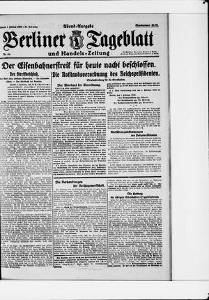 Berliner Tageblatt und Handels-Zeitung vom 01.02.1922