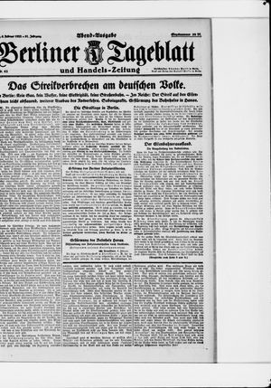 Berliner Tageblatt und Handels-Zeitung vom 06.02.1922