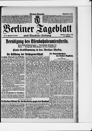 Berliner Tageblatt und Handels-Zeitung vom 08.02.1922