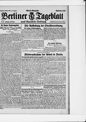 Berliner Tageblatt und Handels-Zeitung vom 09.02.1922