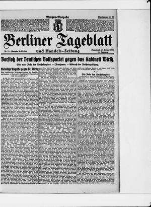 Berliner Tageblatt und Handels-Zeitung on Feb 11, 1922