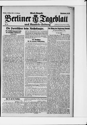 Berliner Tageblatt und Handels-Zeitung vom 14.02.1922