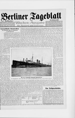 Berliner Tageblatt und Handels-Zeitung vom 15.02.1922
