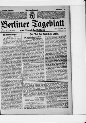 Berliner Tageblatt und Handels-Zeitung on Mar 15, 1922