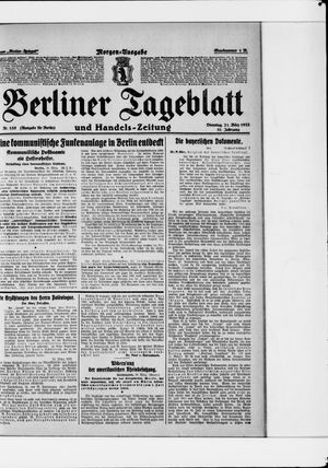 Berliner Tageblatt und Handels-Zeitung vom 21.03.1922