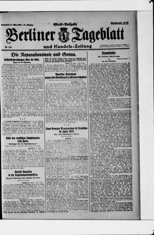 Berliner Tageblatt und Handels-Zeitung vom 25.03.1922