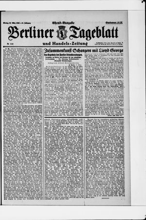 Berliner Tageblatt und Handels-Zeitung vom 27.03.1922