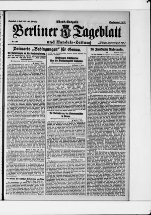 Berliner Tageblatt und Handels-Zeitung vom 01.04.1922