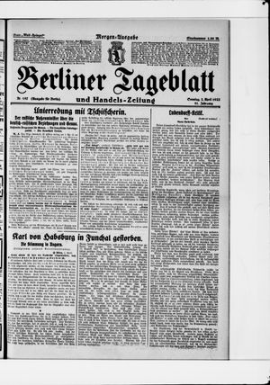 Berliner Tageblatt und Handels-Zeitung on Apr 2, 1922