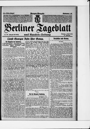 Berliner Tageblatt und Handels-Zeitung vom 04.04.1922