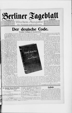 Berliner Tageblatt und Handels-Zeitung vom 12.04.1922
