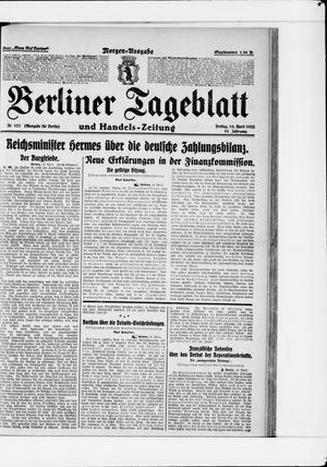 Berliner Tageblatt und Handels-Zeitung on Apr 14, 1922