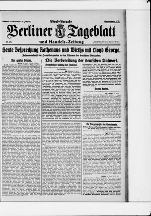 Berliner Tageblatt und Handels-Zeitung vom 19.04.1922