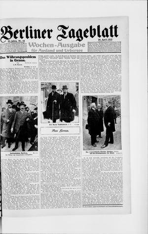 Berliner Tageblatt und Handels-Zeitung vom 20.04.1922