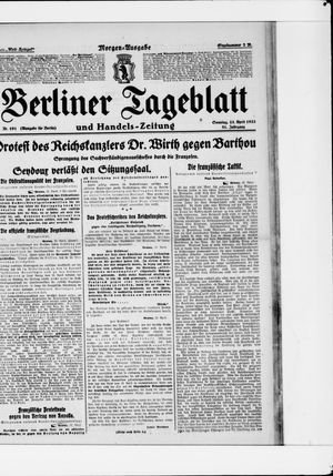 Berliner Tageblatt und Handels-Zeitung vom 23.04.1922