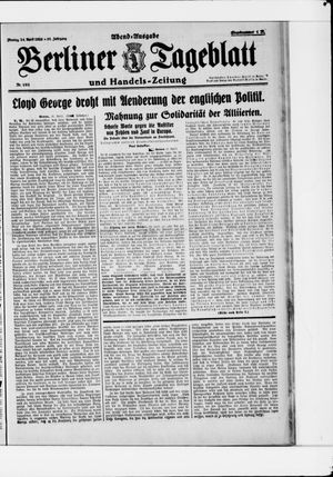 Berliner Tageblatt und Handels-Zeitung vom 24.04.1922