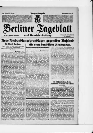 Berliner Tageblatt und Handels-Zeitung vom 29.04.1922