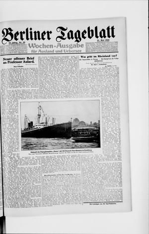 Berliner Tageblatt und Handels-Zeitung on May 31, 1922
