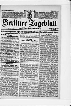 Berliner Tageblatt und Handels-Zeitung on Jun 14, 1922