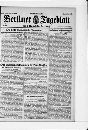 Berliner Tageblatt und Handels-Zeitung vom 16.06.1922