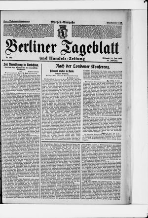 Berliner Tageblatt und Handels-Zeitung on Jun 21, 1922