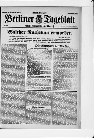 Berliner Tageblatt und Handels-Zeitung vom 24.06.1922