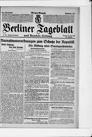 Berliner Tageblatt und Handels-Zeitung vom 25.06.1922