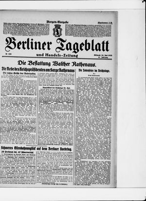Berliner Tageblatt und Handels-Zeitung vom 28.06.1922