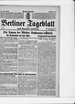 Berliner Tageblatt und Handels-Zeitung vom 29.06.1922