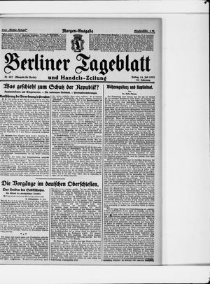 Berliner Tageblatt und Handels-Zeitung vom 14.07.1922