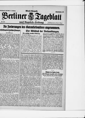 Berliner Tageblatt und Handels-Zeitung vom 20.07.1922