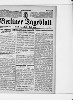 Berliner Tageblatt und Handels-Zeitung vom 22.07.1922