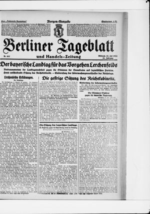 Berliner Tageblatt und Handels-Zeitung vom 26.07.1922