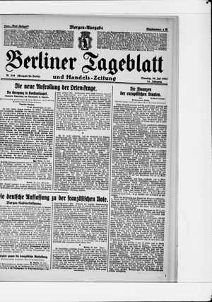 Berliner Tageblatt und Handels-Zeitung vom 30.07.1922