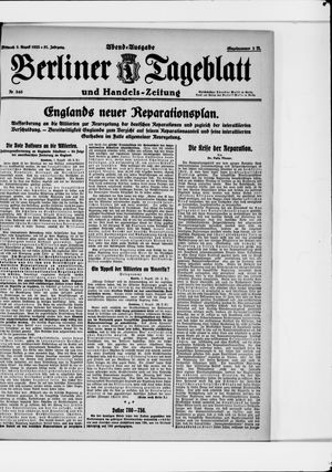 Berliner Tageblatt und Handels-Zeitung vom 02.08.1922