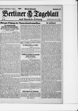 Berliner Tageblatt und Handels-Zeitung on Aug 15, 1922