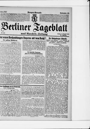 Berliner Tageblatt und Handels-Zeitung vom 18.08.1922