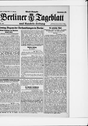 Berliner Tageblatt und Handels-Zeitung on Aug 19, 1922