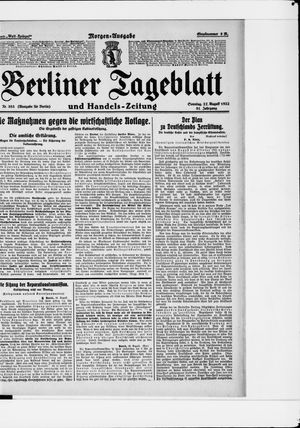 Berliner Tageblatt und Handels-Zeitung on Aug 27, 1922