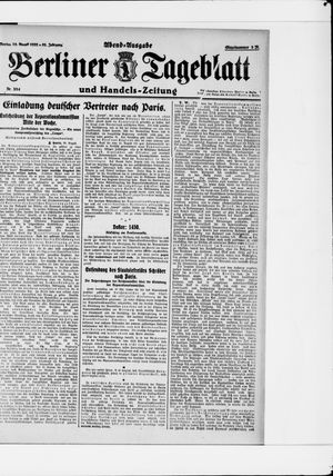 Berliner Tageblatt und Handels-Zeitung vom 28.08.1922