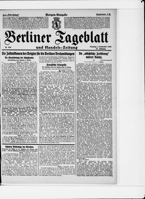 Berliner Tageblatt und Handels-Zeitung vom 03.09.1922