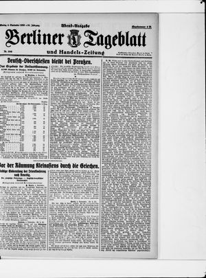 Berliner Tageblatt und Handels-Zeitung on Sep 4, 1922