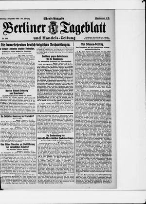 Berliner Tageblatt und Handels-Zeitung vom 05.09.1922