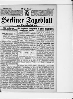 Berliner Tageblatt und Handels-Zeitung vom 06.09.1922