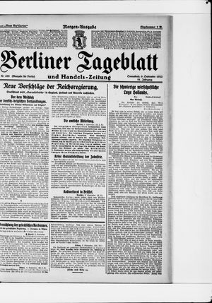Berliner Tageblatt und Handels-Zeitung vom 09.09.1922