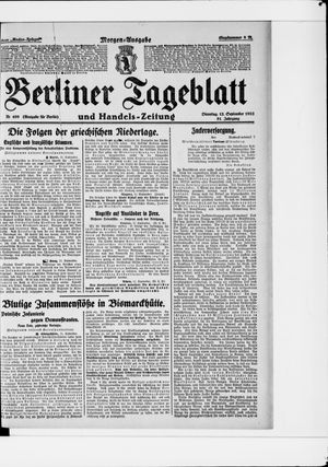 Berliner Tageblatt und Handels-Zeitung on Sep 12, 1922