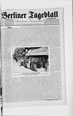 Berliner Tageblatt und Handels-Zeitung on Sep 13, 1922