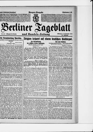 Berliner Tageblatt und Handels-Zeitung vom 13.09.1922